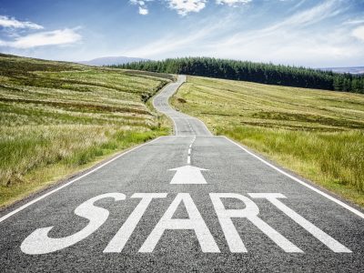 Start line on the highway disappearing into the distance concept for business planning, strategy and challenge or career path, opportunity and change