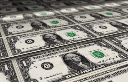 Dollar sheet of money print 3d illustration. USD banknotes printing background concept of finance, economy crisis, inflation and business in USA.