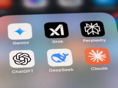 Shanghai,China-Feb.6th 2025: DeepSeek, ChatGPT, Gemini, Grok, Claude and Perplexity AI apps. Assorted AI mobile apps