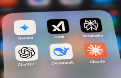 Shanghai,China-Feb.6th 2025: DeepSeek, ChatGPT, Gemini, Grok, Claude and Perplexity AI apps. Assorted AI mobile apps